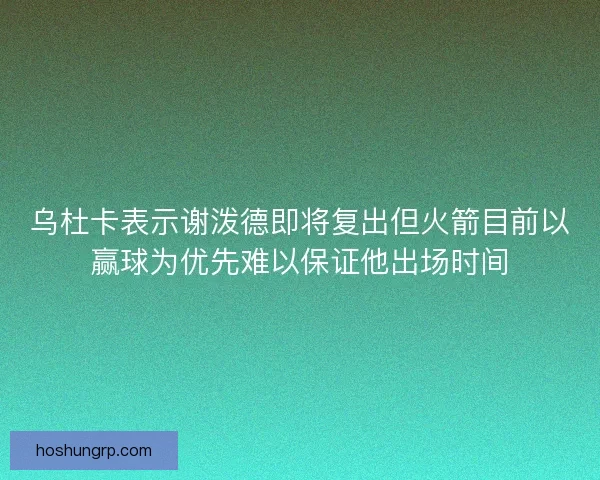 乌杜卡表示谢泼德即将复出但火箭目前以赢球为优先难以保证他出场时间