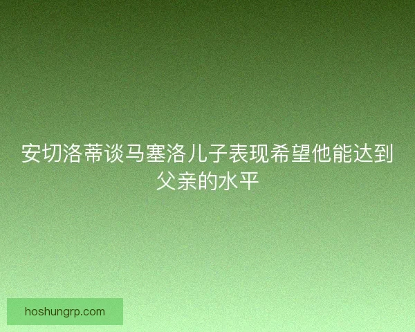 安切洛蒂谈马塞洛儿子表现希望他能达到父亲的水平