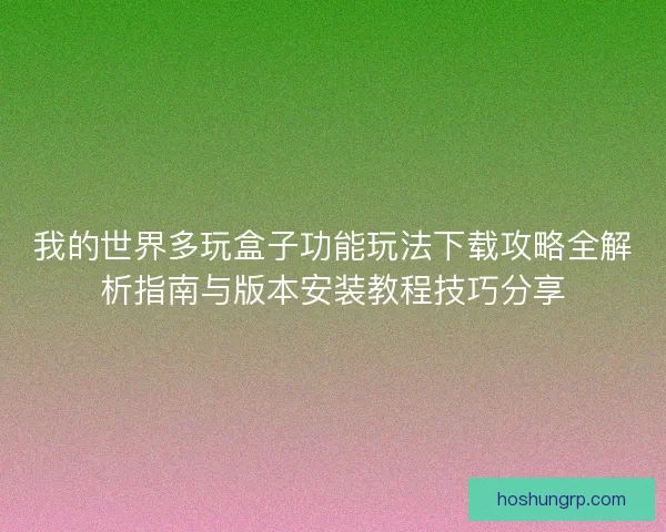 我的世界多玩盒子功能玩法下载攻略全解析指南与版本安装教程技巧分享